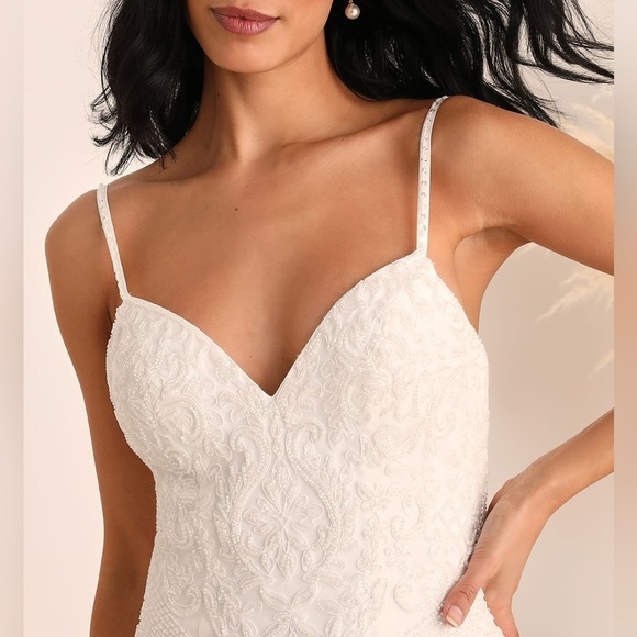 NWOT Dream Romance Beaded Tulle Trumpet Maxi Dress - Picture 9 of 14